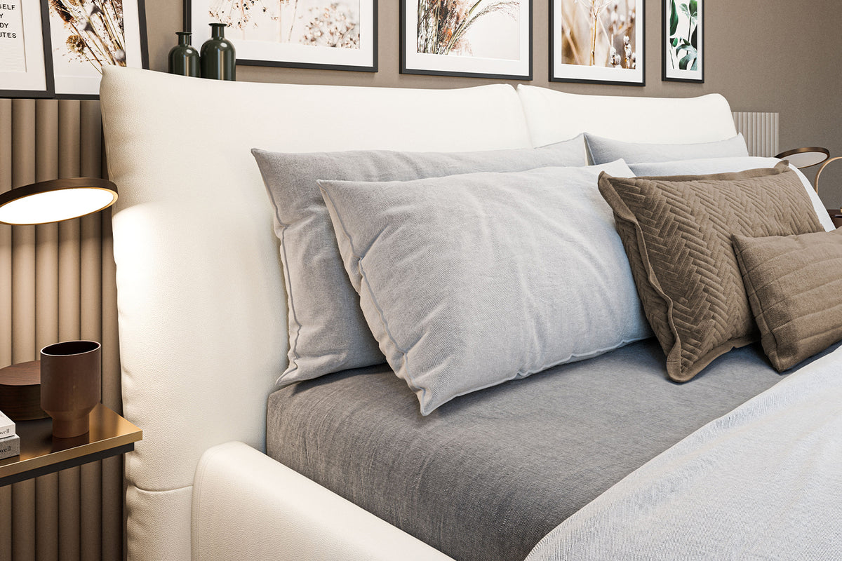 KAWOLA Bett HENRY Polsterbett Leder weiß