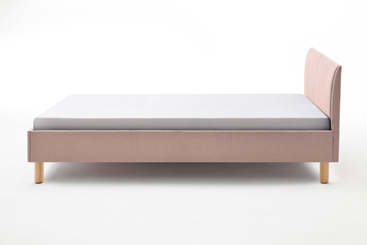KAWOLA Bett LEO Polsterbett Stoff rosa