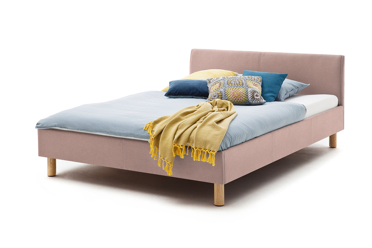 KAWOLA Bett LEO Polsterbett Stoff rosa