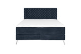 KAWOLA Bett SINDAR Boxspringbett Stoff dunkelblau Fuß silber ohne Topper