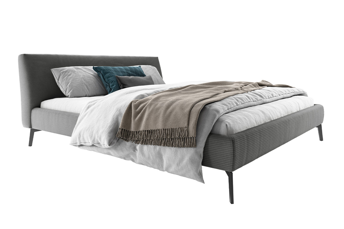 KAWOLA Bett VALERIE Polsterbett Cord grau