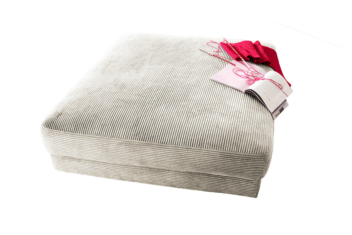 KAWOLA Big Hocker MADELINE Polsterhocker Cord cremeweiß