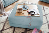 KAWOLA Big Hocker MADELINE Polsterhocker Cord hellblau