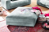 KAWOLA Big Hocker MADELINE Polsterhocker Cord hellblau