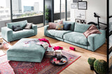 KAWOLA Big Hocker MADELINE Polsterhocker Cord hellblau