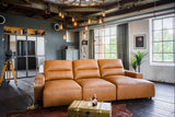 KAWOLA Big Sofa DORI motorischer Sitzvorzug Leder cognac