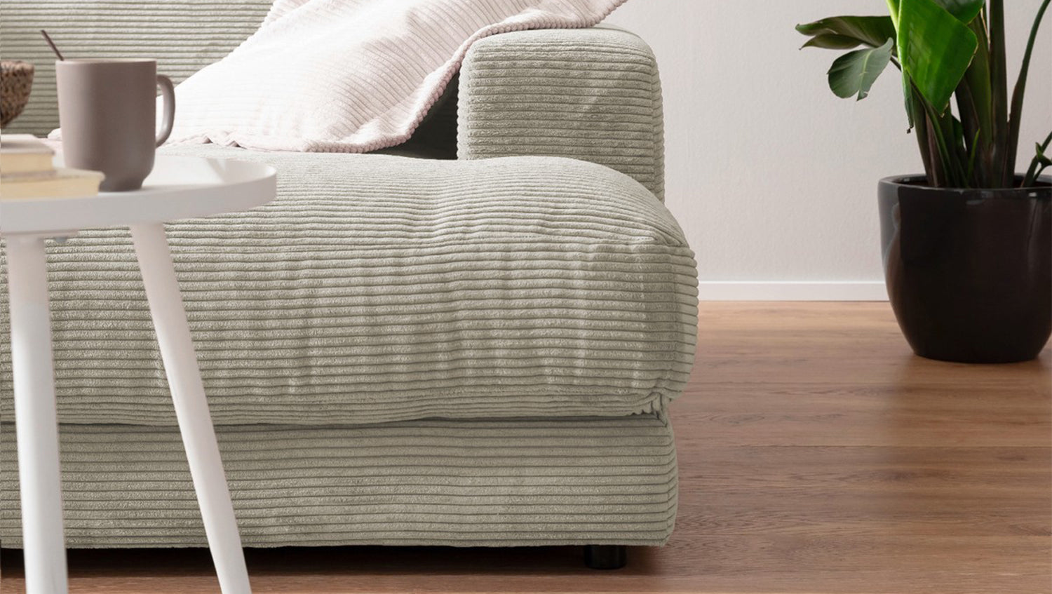 KAWOLA Big Sofa MADELINE Cord cremeweiß