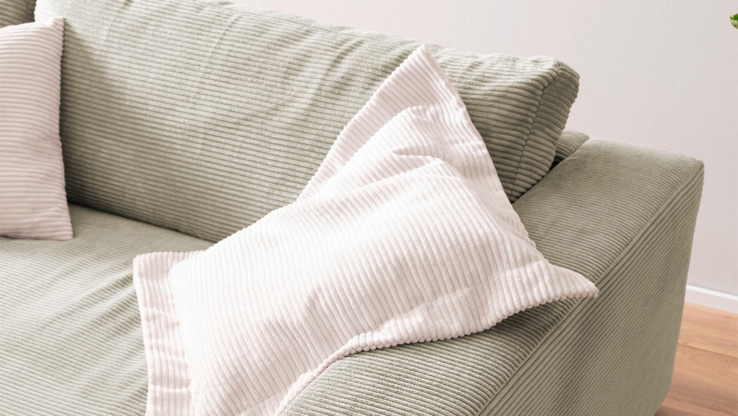 KAWOLA Big Sofa MADELINE Cord cremeweiß