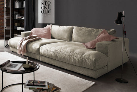KAWOLA Big Sofa MADELINE Cord cremeweiß