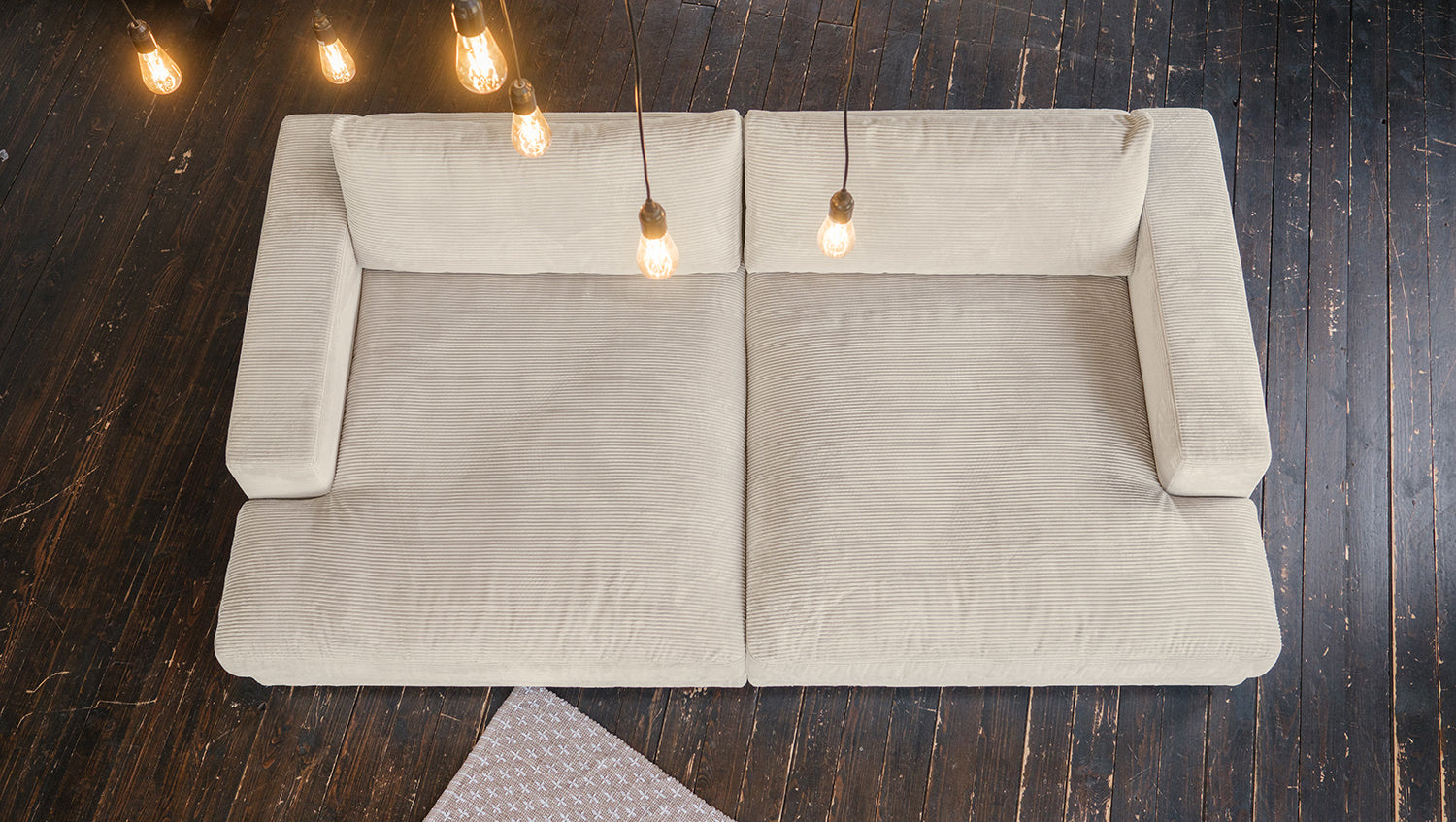 KAWOLA Big Sofa MADELINE Cord cremeweiß