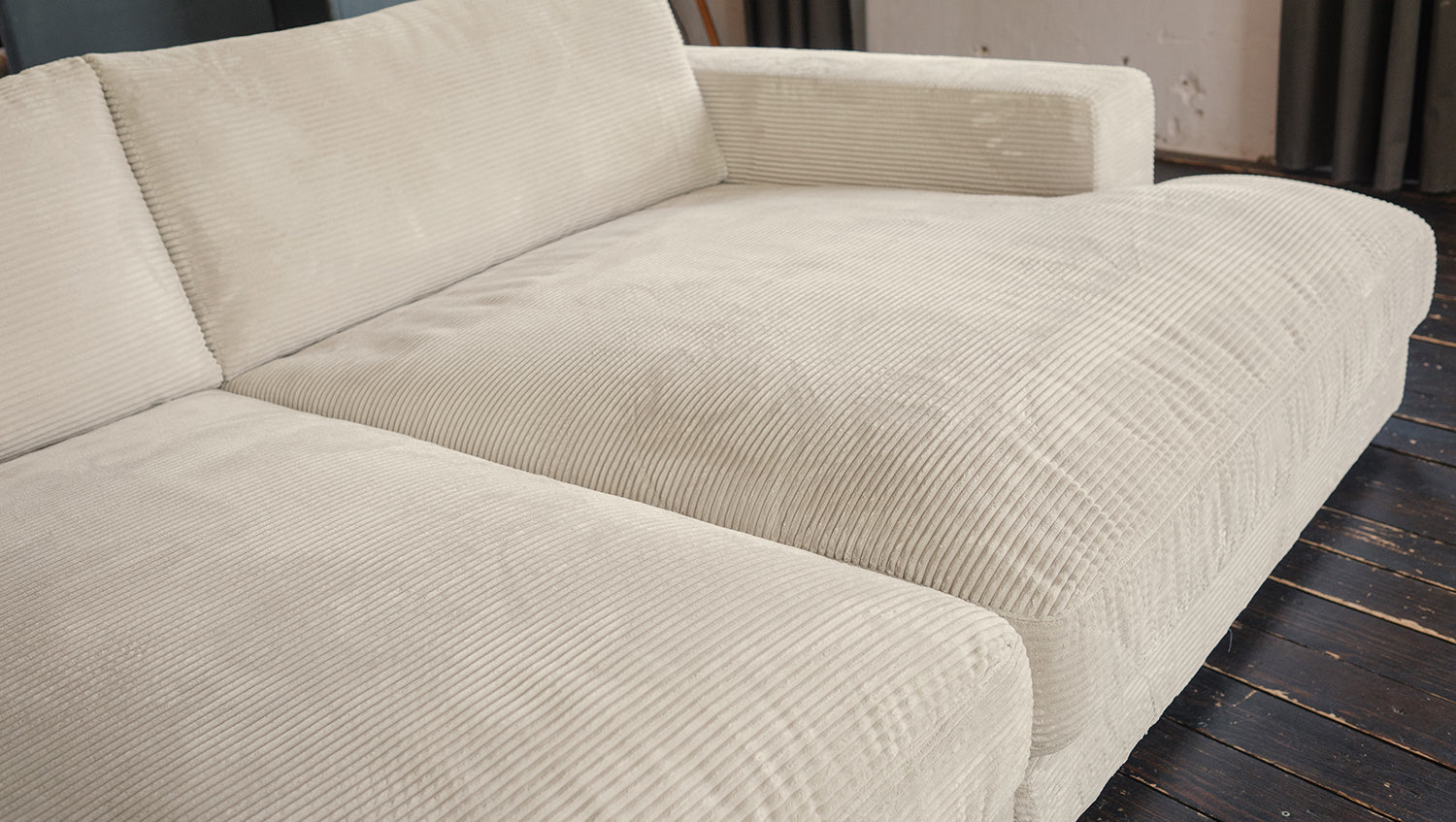 KAWOLA Big Sofa MADELINE Cord cremeweiß