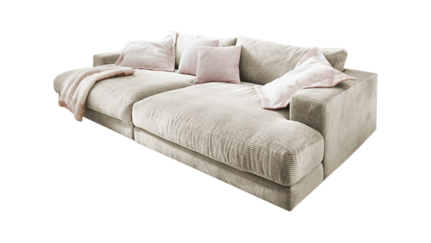 KAWOLA Big Sofa MADELINE Cord cremeweiß