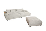 KAWOLA Big Sofa MADELINE Cord cremeweiß mit Hocker und 4 Zierkissen
