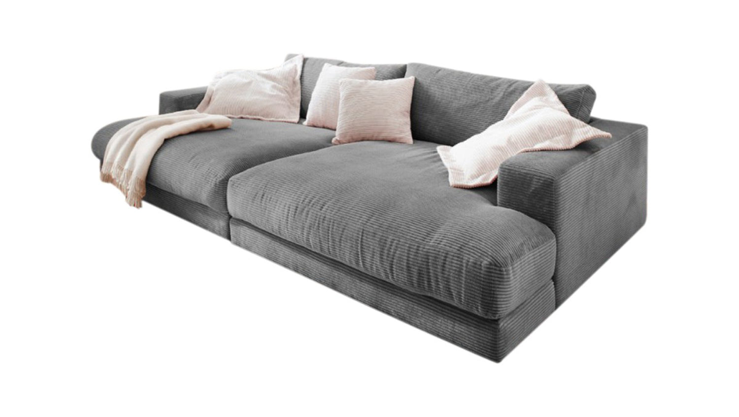 KAWOLA Big Sofa MADELINE Cord grau