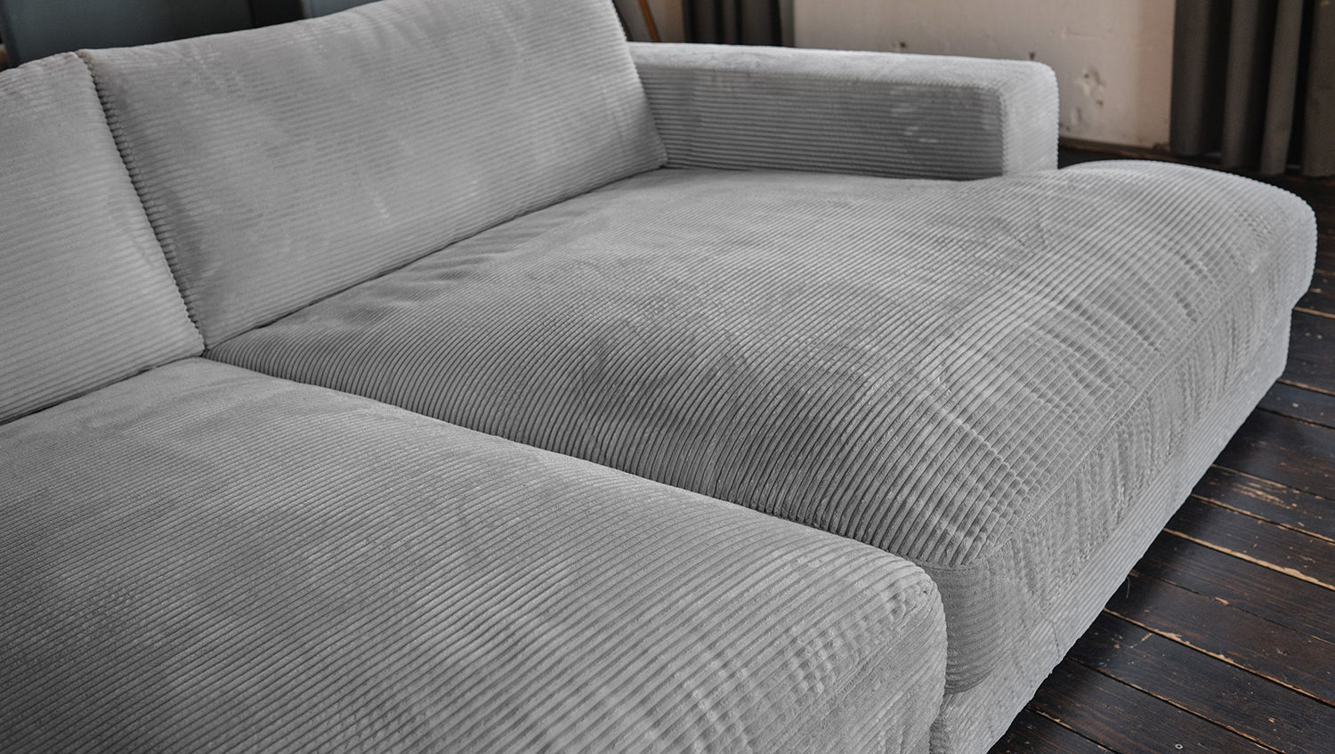 KAWOLA Big Sofa MADELINE Cord grau