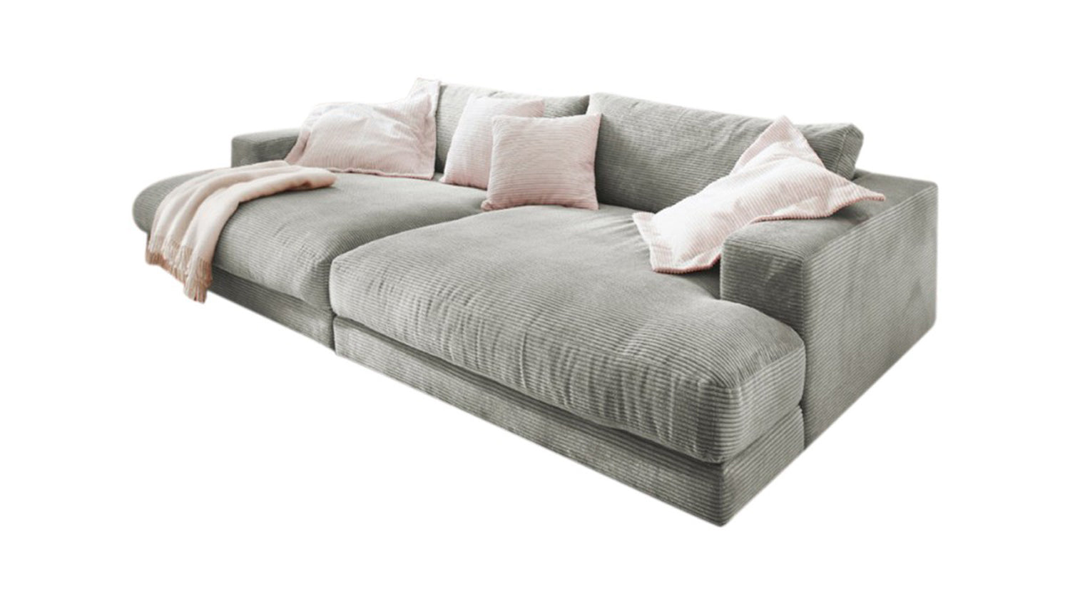KAWOLA Big Sofa MADELINE Cord hellgrau