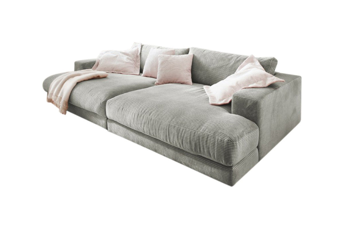KAWOLA Big Sofa MADELINE Cord hellgrau
