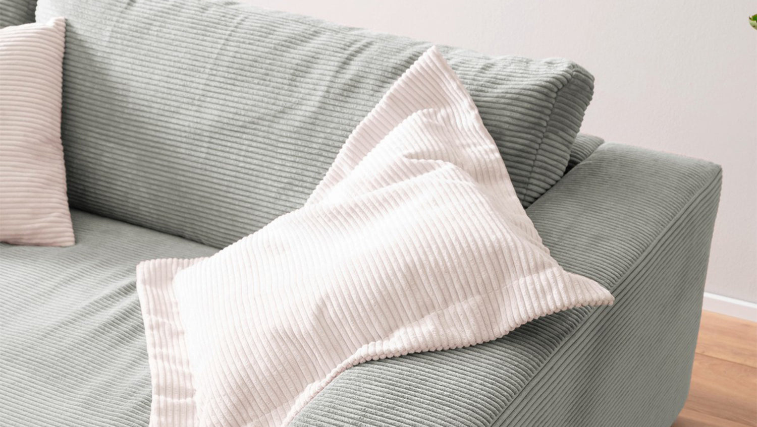 KAWOLA Big Sofa MADELINE Cord hellgrau