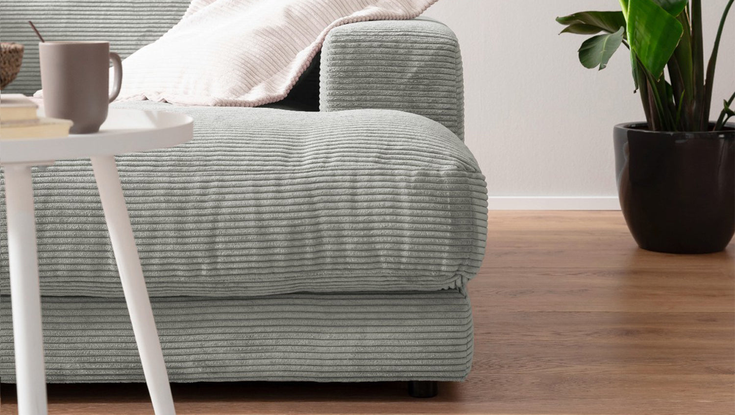 KAWOLA Big Sofa MADELINE Cord hellgrau