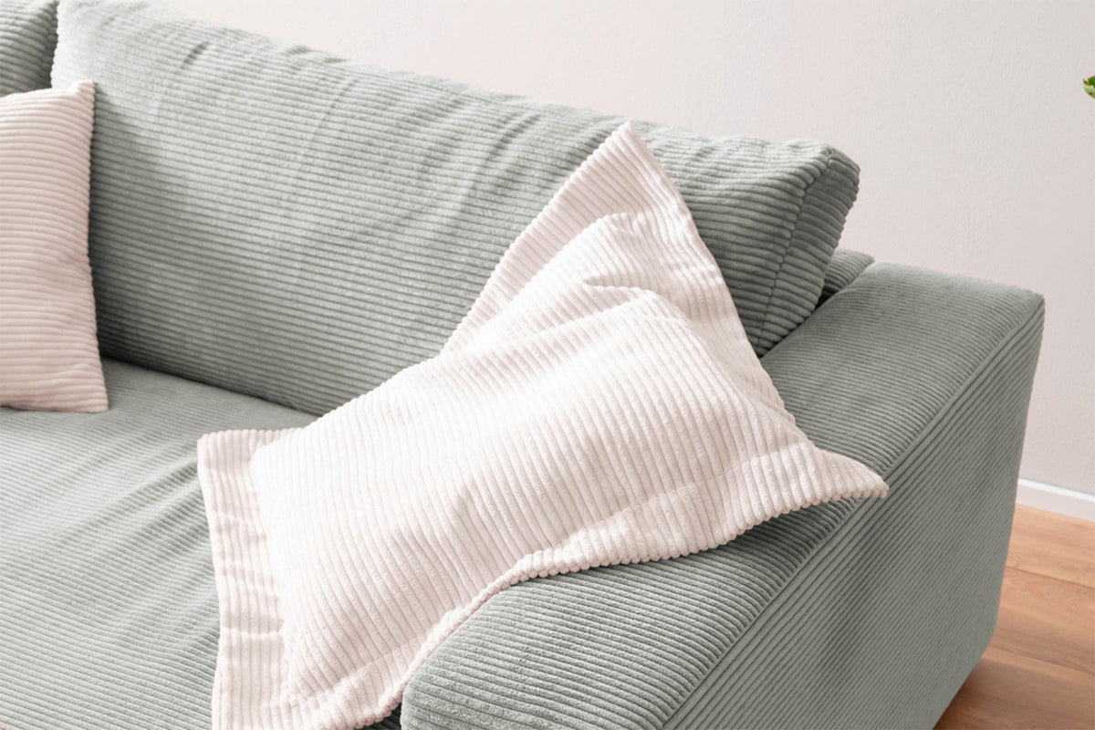 KAWOLA Big Sofa MADELINE Cord hellgrau