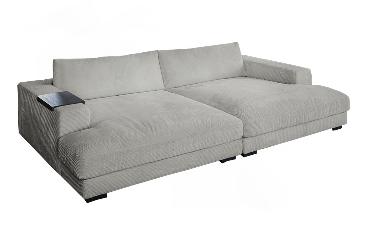 KAWOLA Big Sofa MADELINE Cord hellgrau