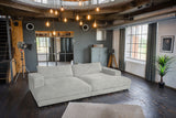 KAWOLA Big Sofa MADELINE Cord hellgrau, 290 x 170, ohne Holztablett
