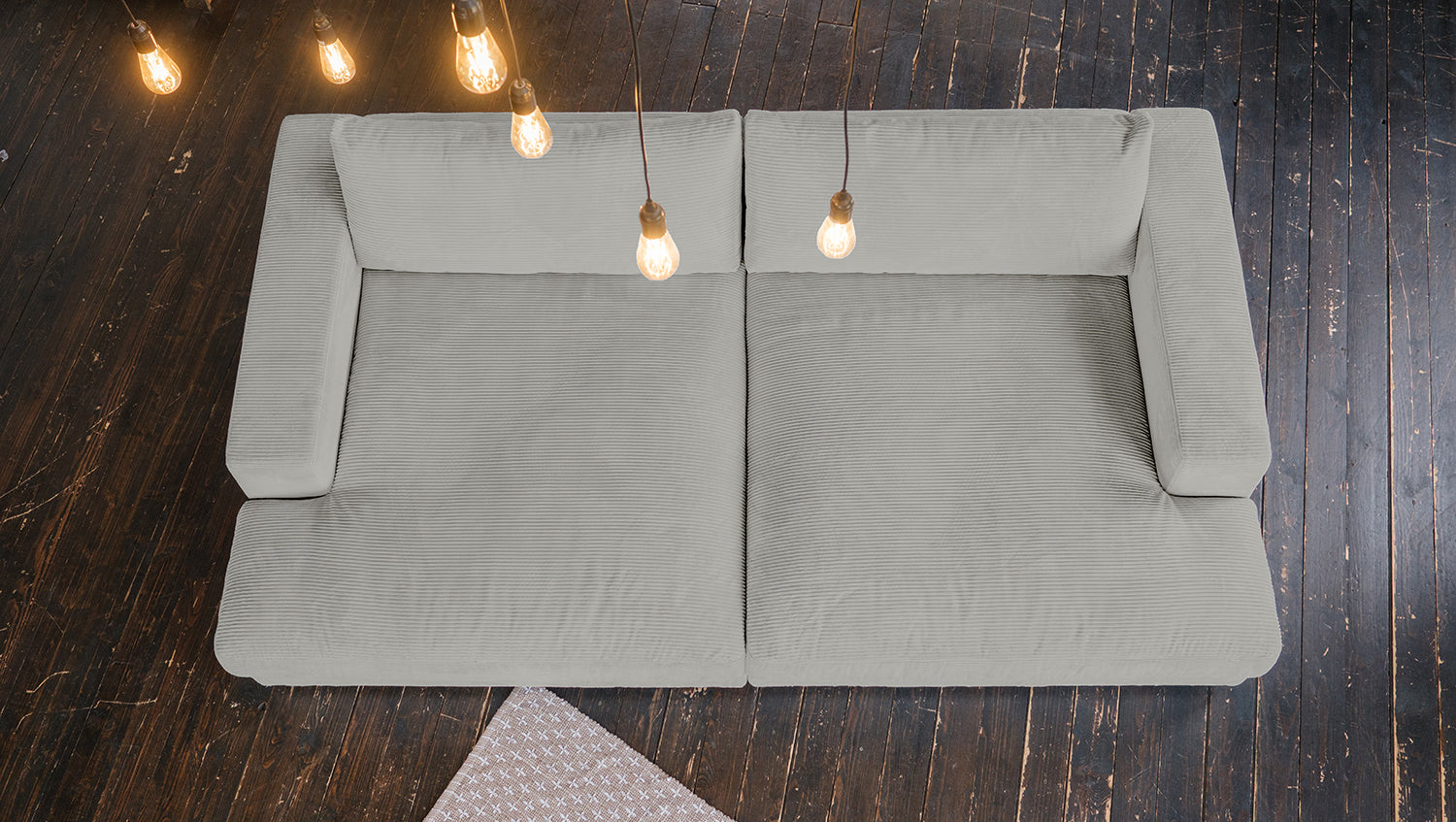 KAWOLA Big Sofa MADELINE Cord hellgrau