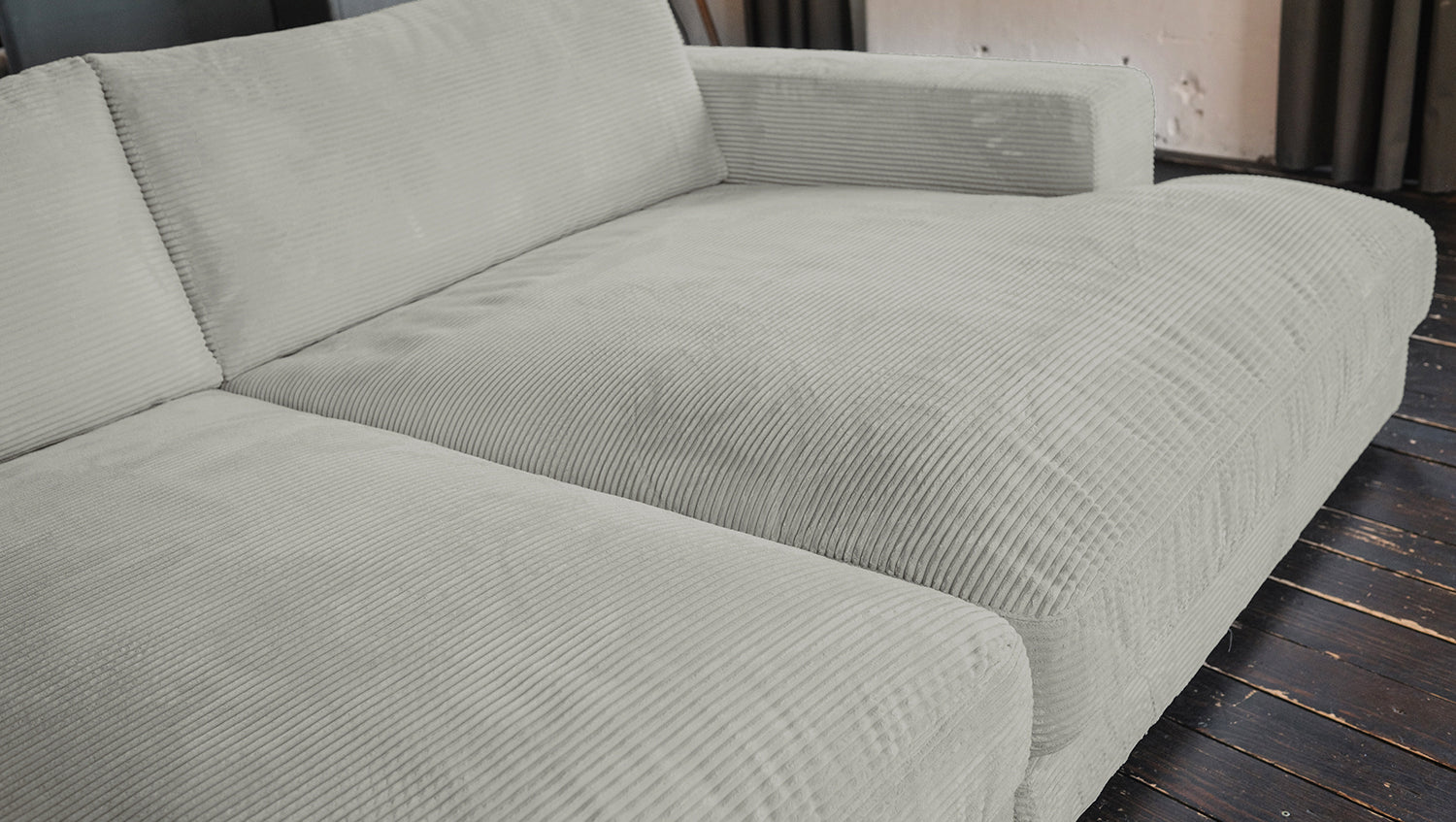 KAWOLA Big Sofa MADELINE Cord hellgrau