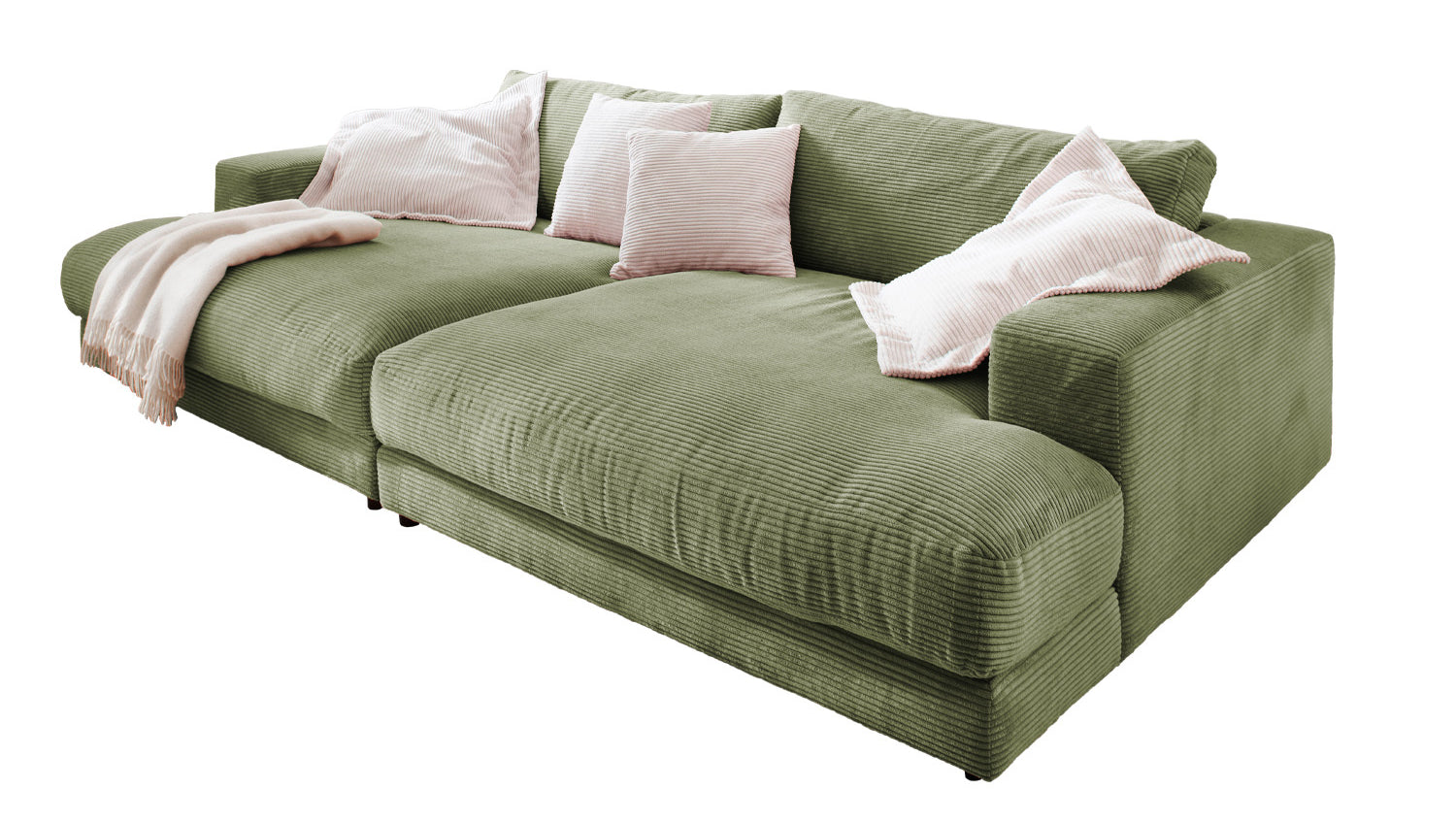 KAWOLA Big Sofa MADELINE Cord olivgrün
