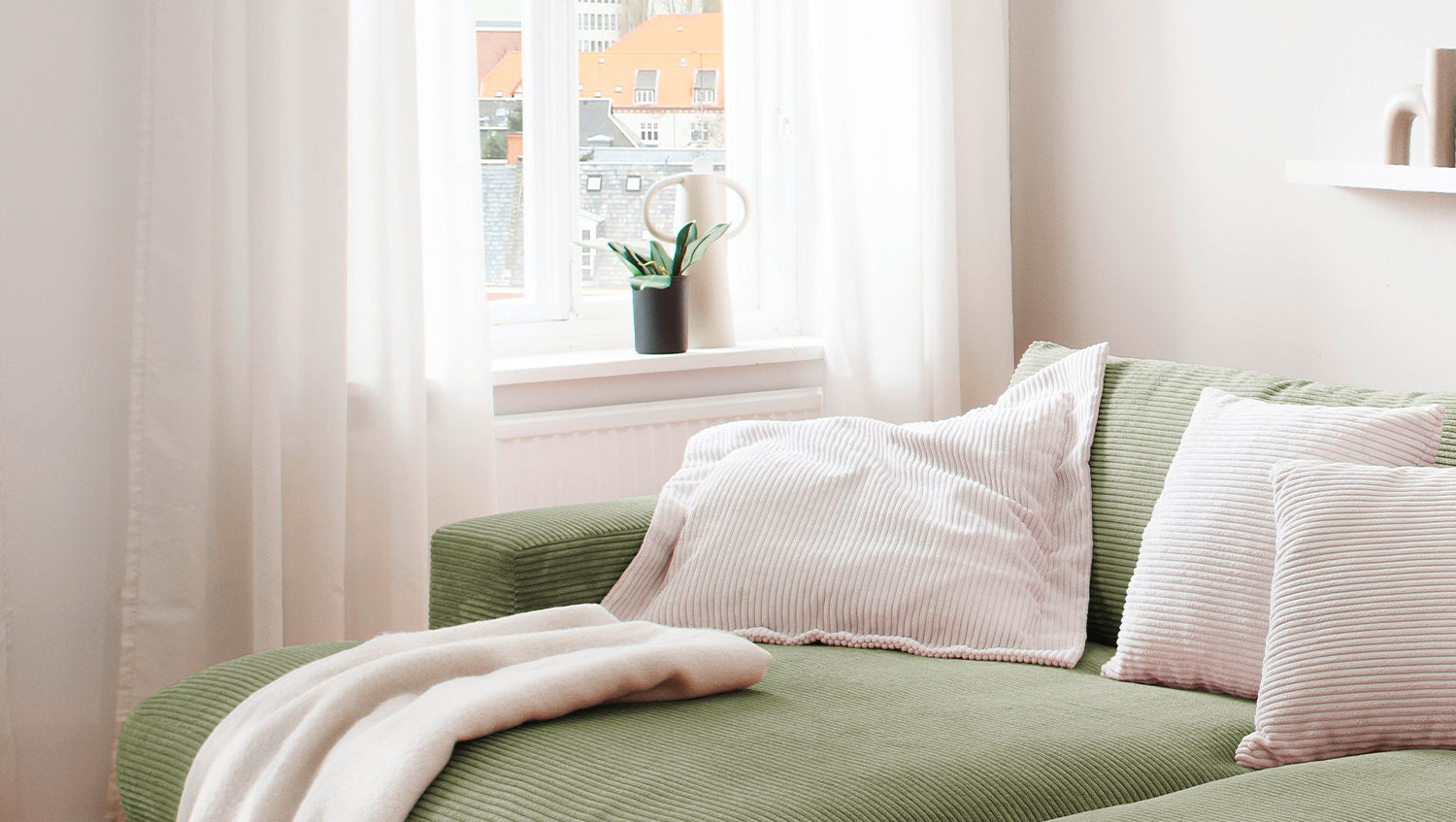 KAWOLA Big Sofa MADELINE Cord olivgrün