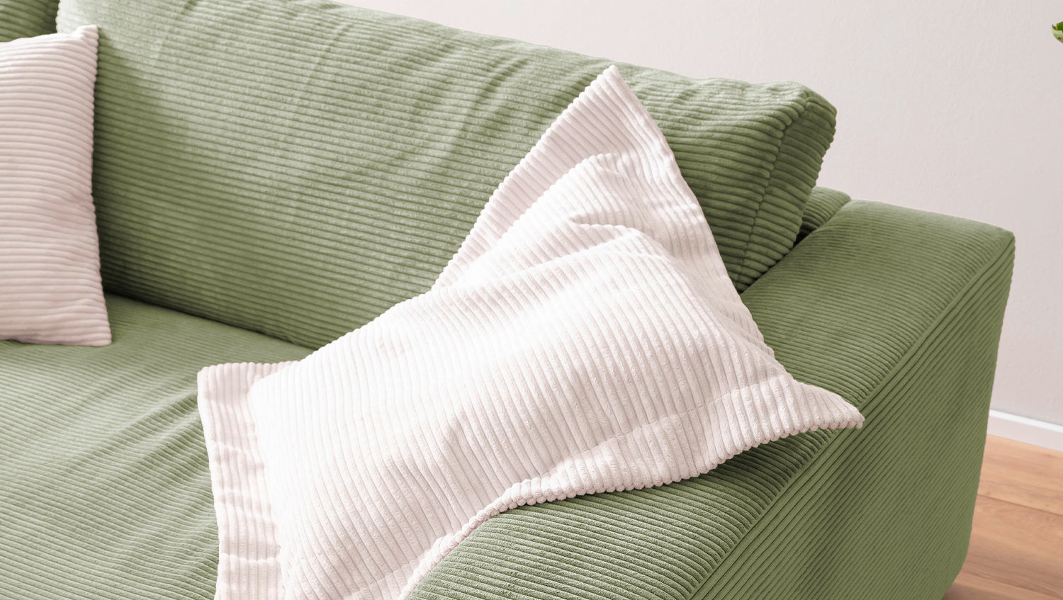 KAWOLA Big Sofa MADELINE Cord olivgrün