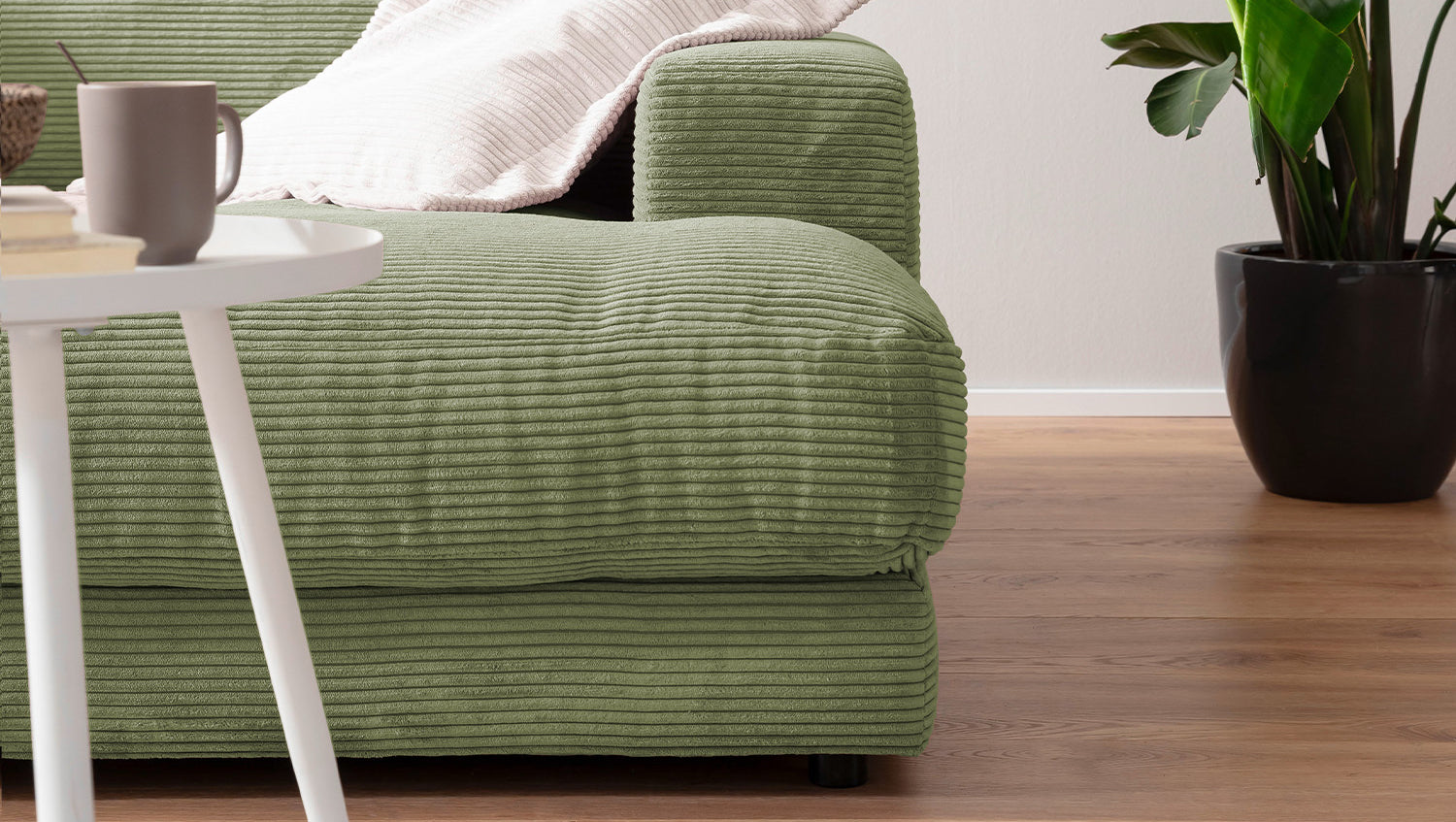 KAWOLA Big Sofa MADELINE Cord olivgrün