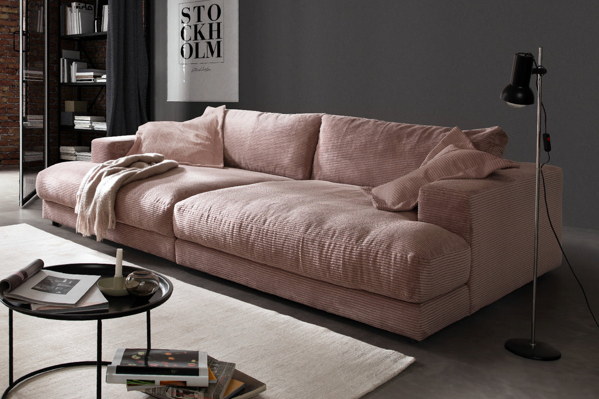 KAWOLA Big Sofa MADELINE Cord rosa