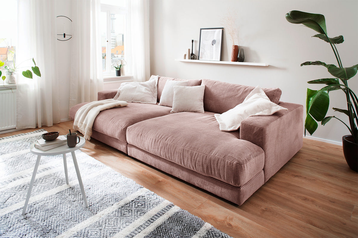 KAWOLA Big Sofa MADELINE Cord rosa
