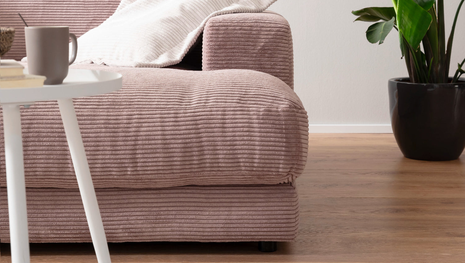 KAWOLA Big Sofa MADELINE Cord rosa