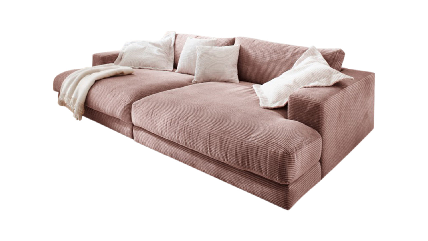 KAWOLA Big Sofa MADELINE Cord rosa