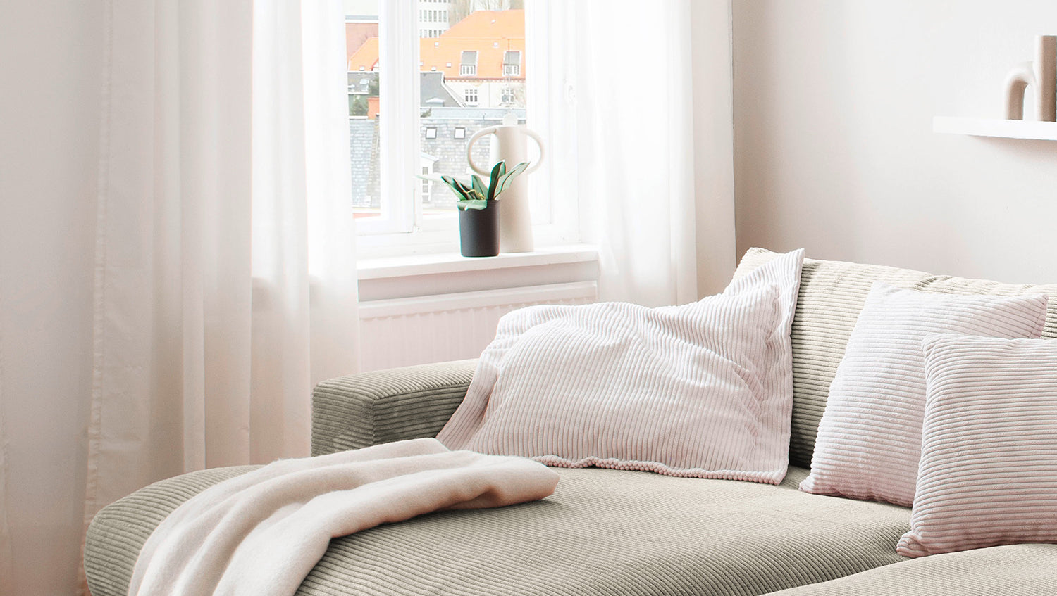 KAWOLA Big Sofa MADELINE Cord steingrau