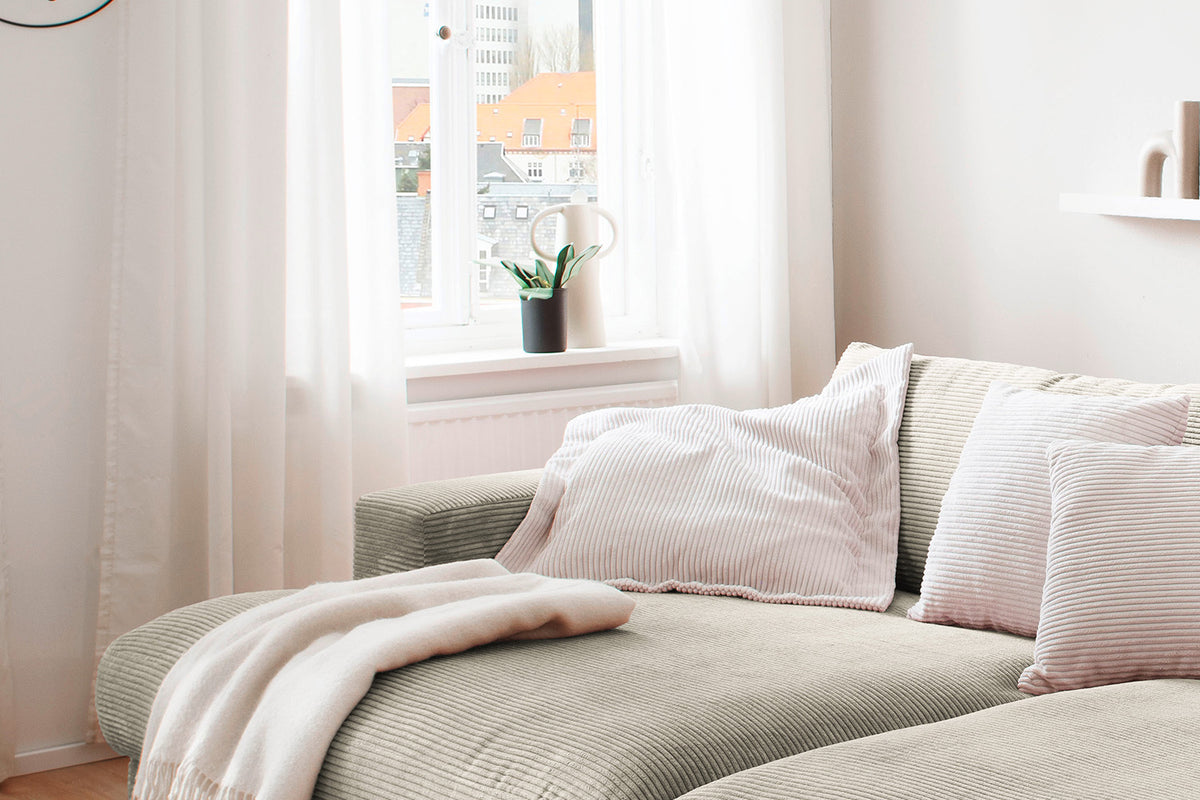 KAWOLA Big Sofa MADELINE Cord steingrau