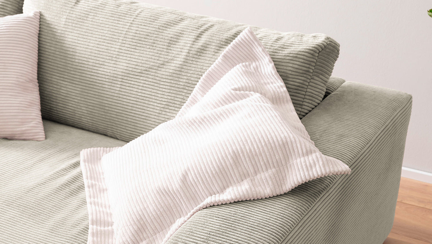 KAWOLA Big Sofa MADELINE Cord steingrau
