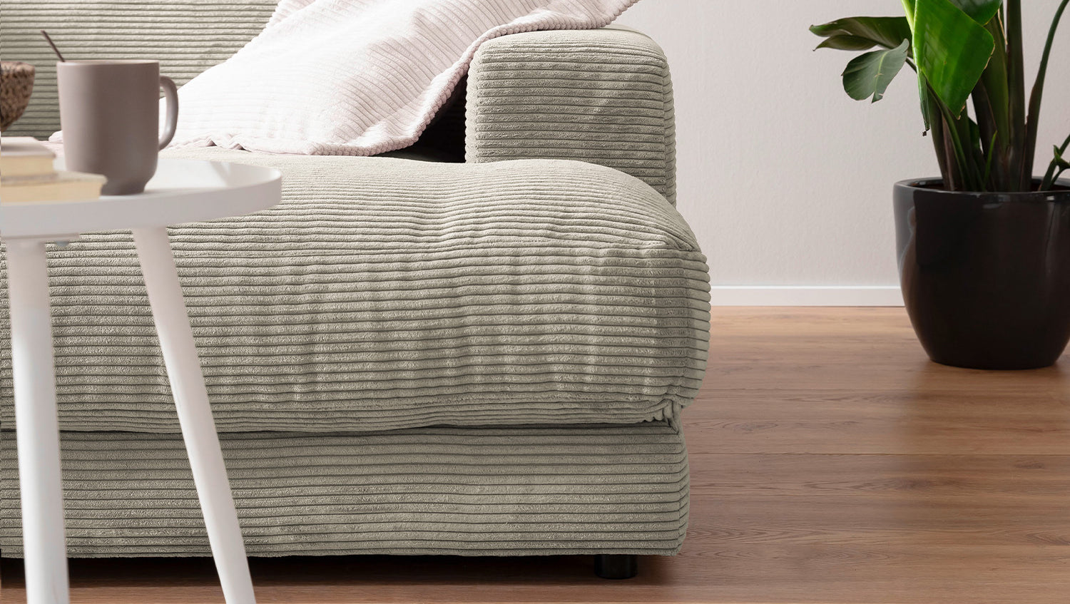 KAWOLA Big Sofa MADELINE Cord steingrau