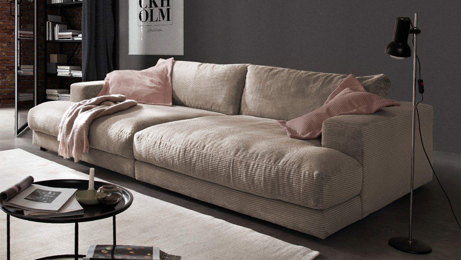 KAWOLA Big Sofa MADELINE Cord taupe