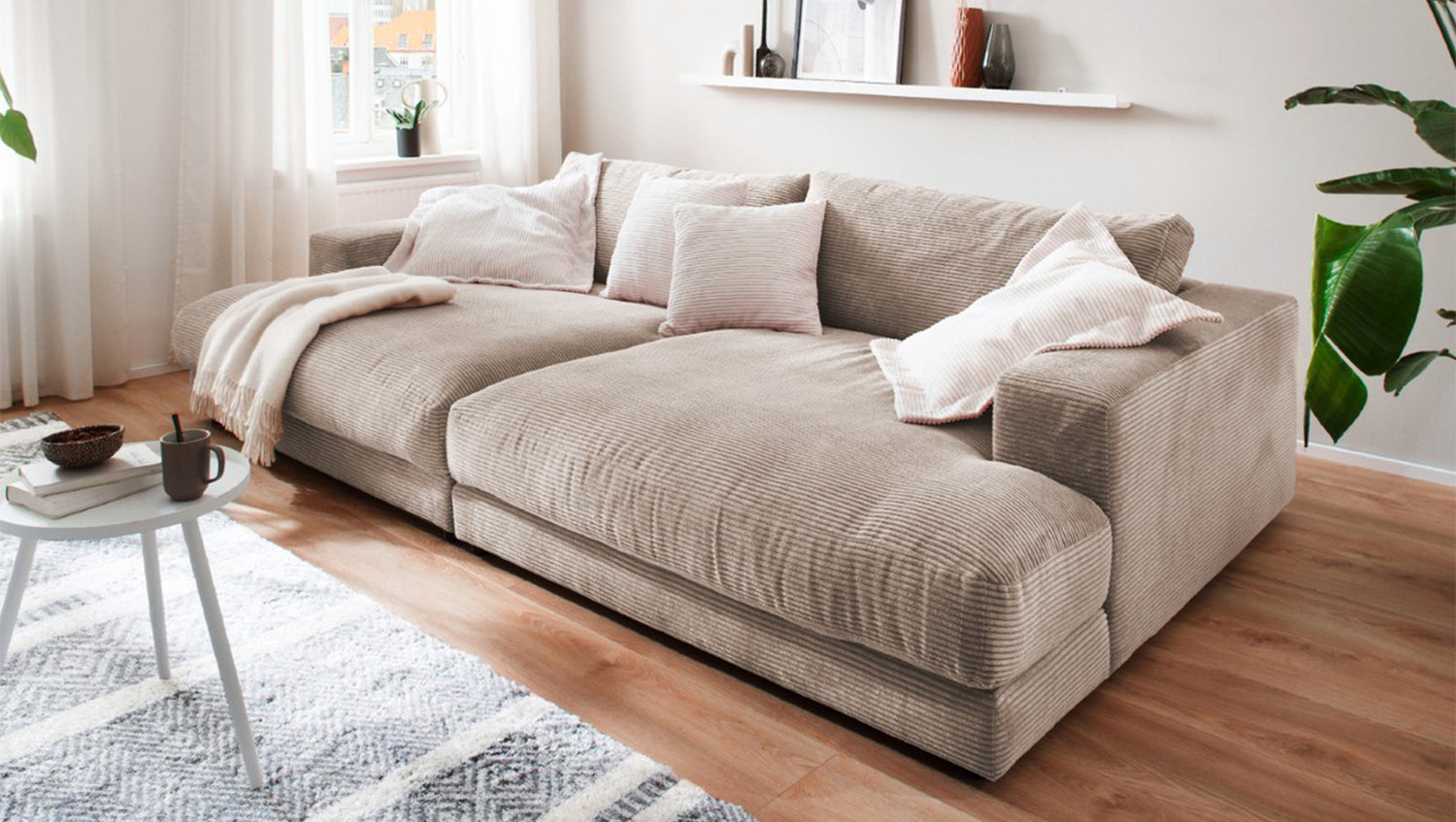 KAWOLA Big Sofa MADELINE Cord taupe