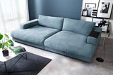 KAWOLA Big Sofa MADELINE Stoff petrol, 290 x 190, mit Holztablett schwarz