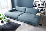 KAWOLA Big Sofa MADELINE Stoff petrol, 290 x 190, mit Holztablett natur