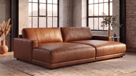 KAWOLA Big Sofa MARLIN Lederfaserstoff cognac