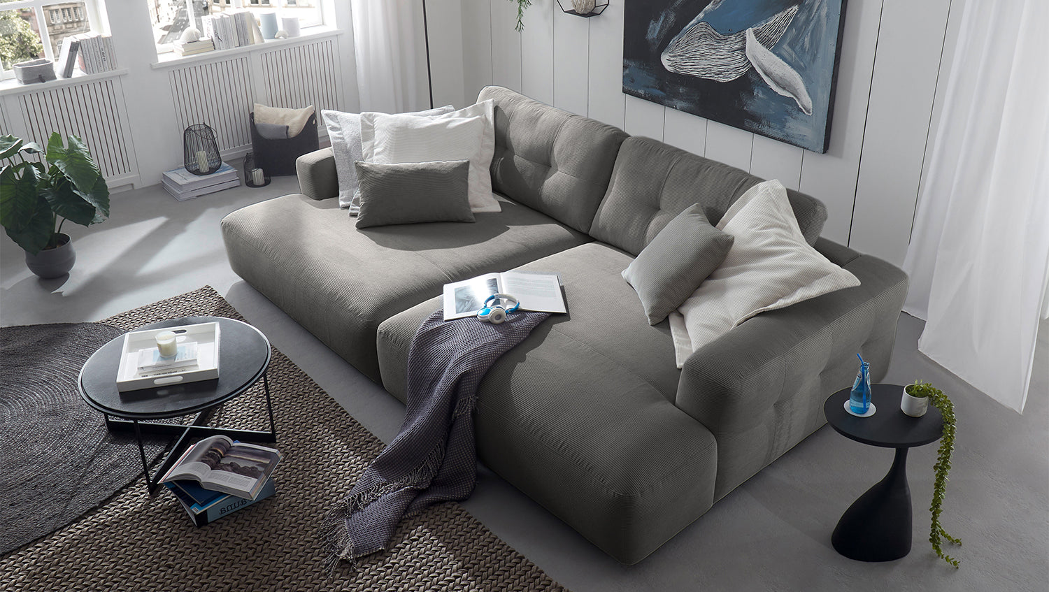 KAWOLA Big Sofa MIKA Feincord anthrazit