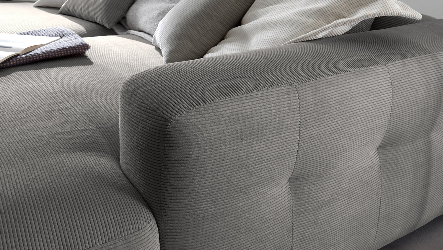 KAWOLA Big Sofa MIKA Feincord anthrazit