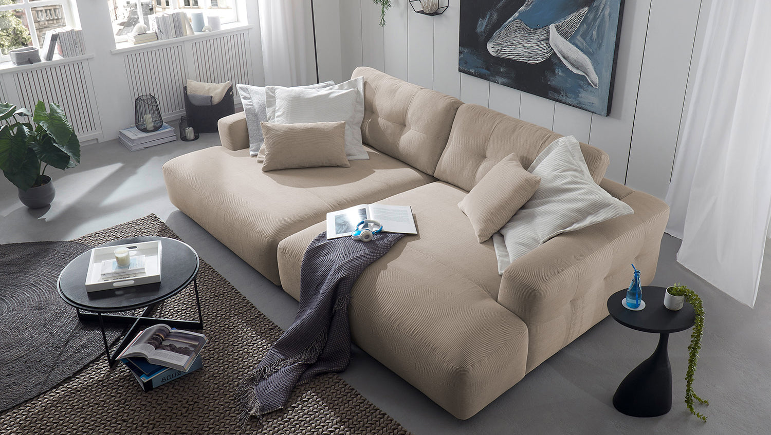 KAWOLA Big Sofa MIKA Feincord beige