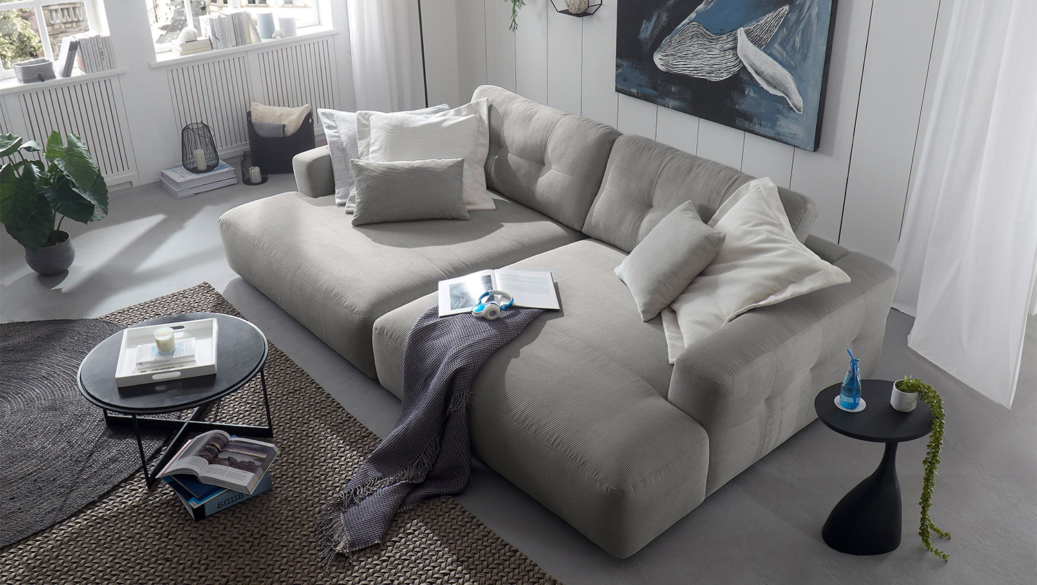 KAWOLA Big Sofa MIKA Feincord grau