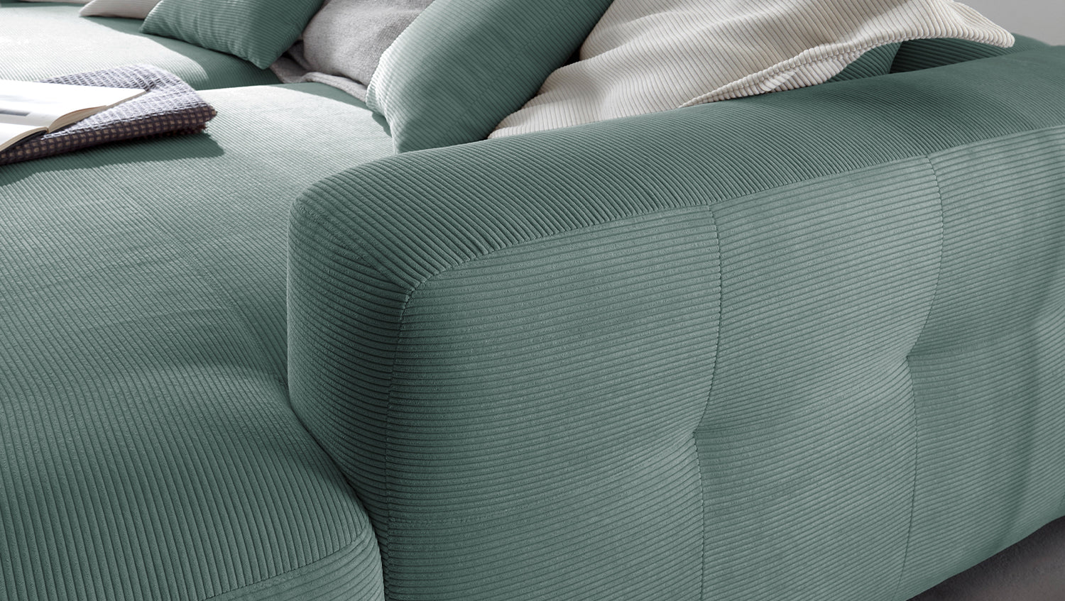 KAWOLA Big Sofa MIKA Feincord grün